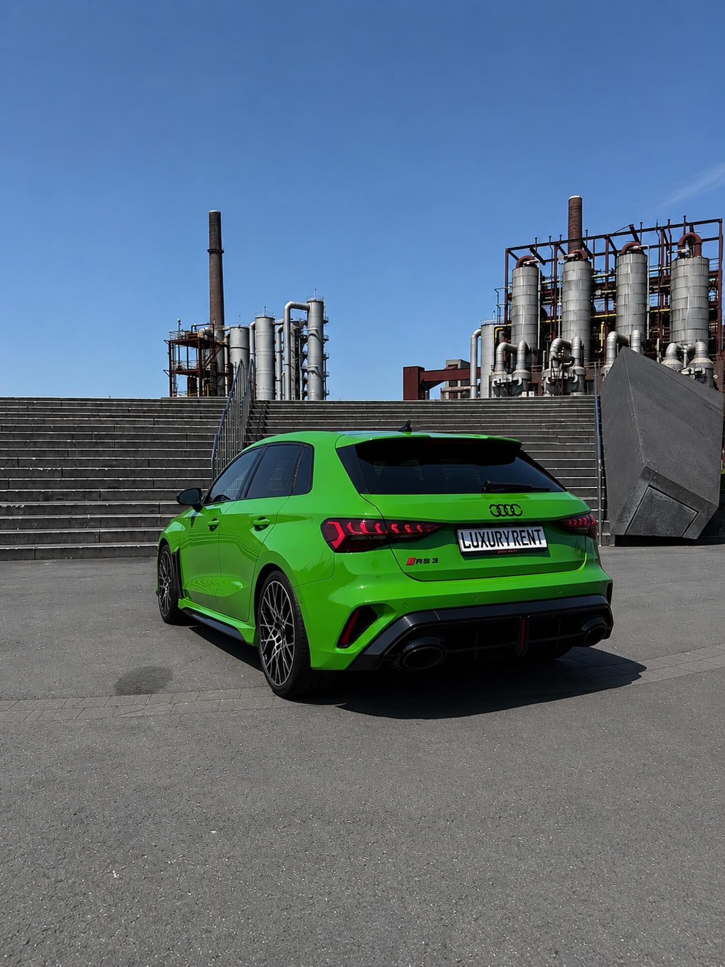 Audi RS3 Giftgrün Facelift 2025 — Vollausstattung — Heckansicht